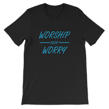 Worship Over Worry Religious Christian Unisex T-Shirt in Black from forzatees.com